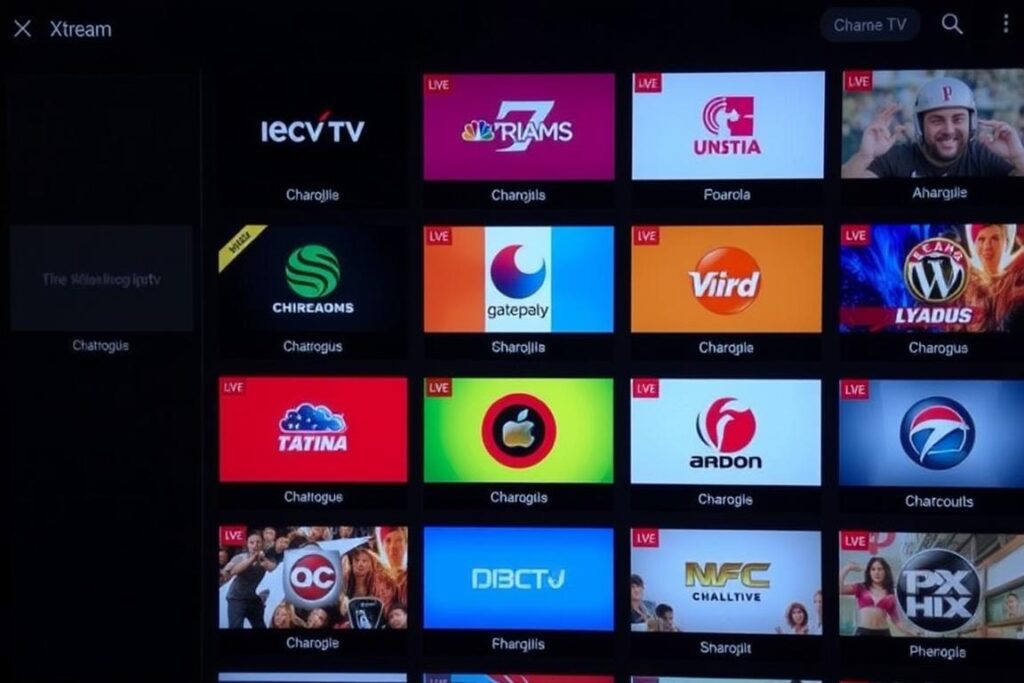 Live TV channel grid on Xtream IPTV