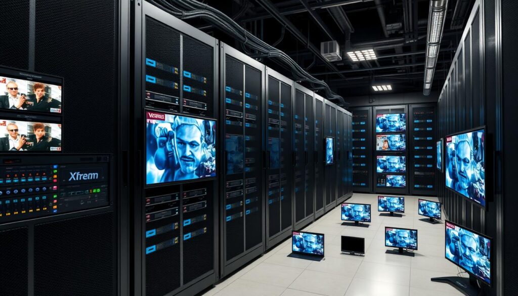 Technical infrastructure of Xtream IPTV showing servers and content delivery